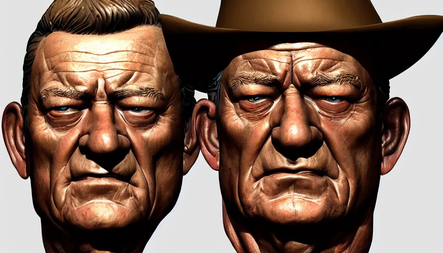 Prompt: Hand painted bust of John Wayne, hyperdetailed, artstation, cgsociety, 8k