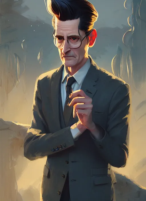 Image similar to highly detailed portrait of a agent dale cooper, stephen bliss, unreal engine, fantasy art by greg rutkowski, loish, rhads, makoto shinkai and lois van baarle, ilya kuvshinov, rossdraws, tom bagshaw, global illumination, radiant light, detailed and intricate environment