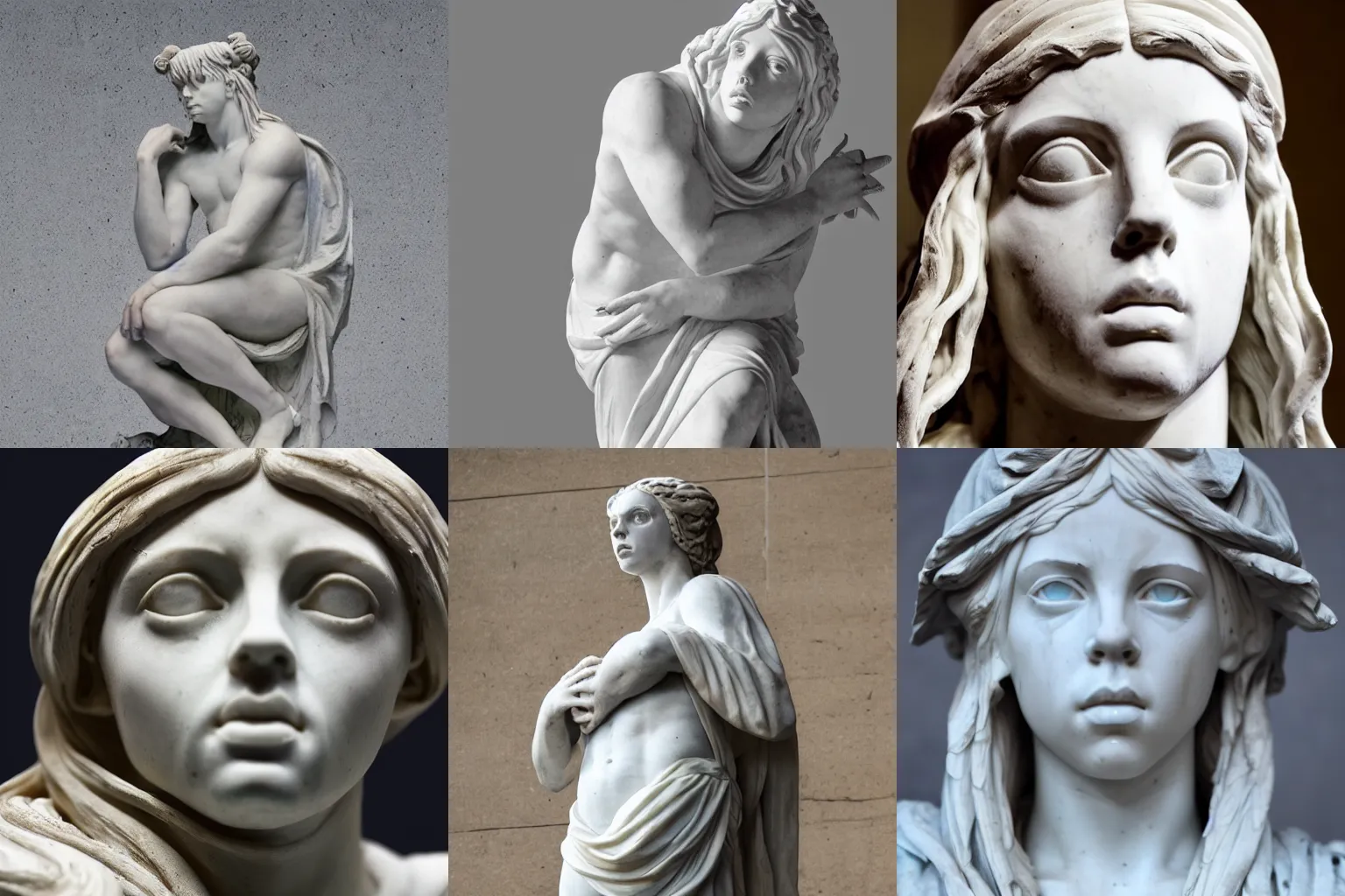 Prompt: Photo of Billie Eilish as a Greek marble statue, highly detailed, 4k, sharp focus