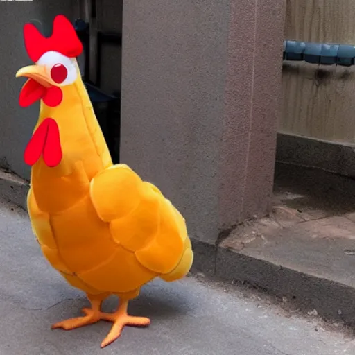 Image similar to cute chicken dressed as an inmate