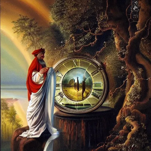 Prompt: The Sapiential sage dreaming with magical reflections of knowledge lost in time ultra high quality surrealism