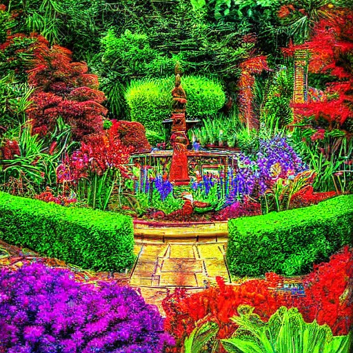 Prompt: vibrant garden by robert venosa