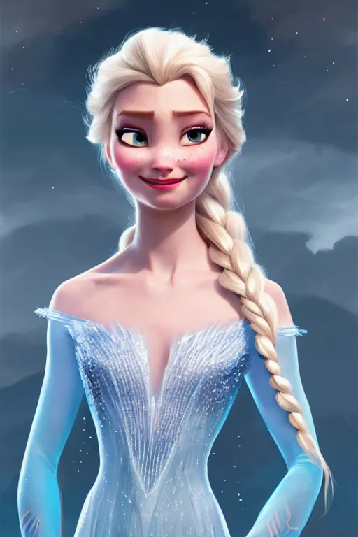 Image similar to elsa from frozen, highly detailed, digital painting, artstation, concept art, smooth, sharp focus, elegant, illustration, unreal engine 5, 8 k, art by artgerm and greg rutkowski and edgar maxence