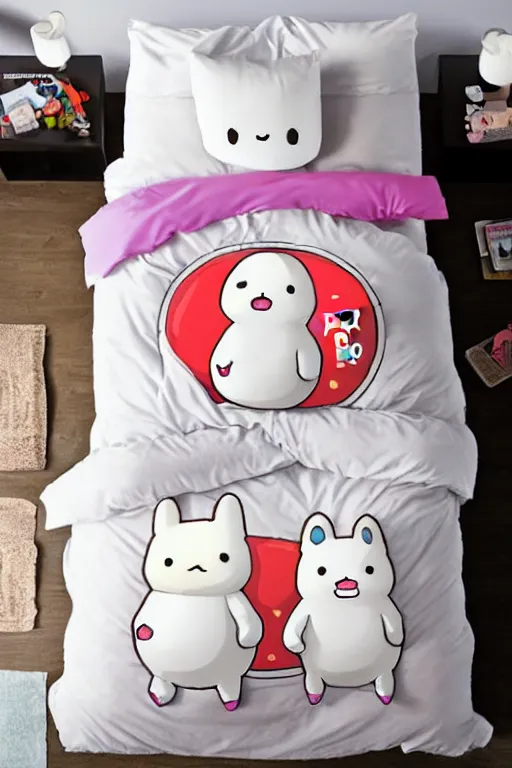 Prompt: molang and piu piu in bed