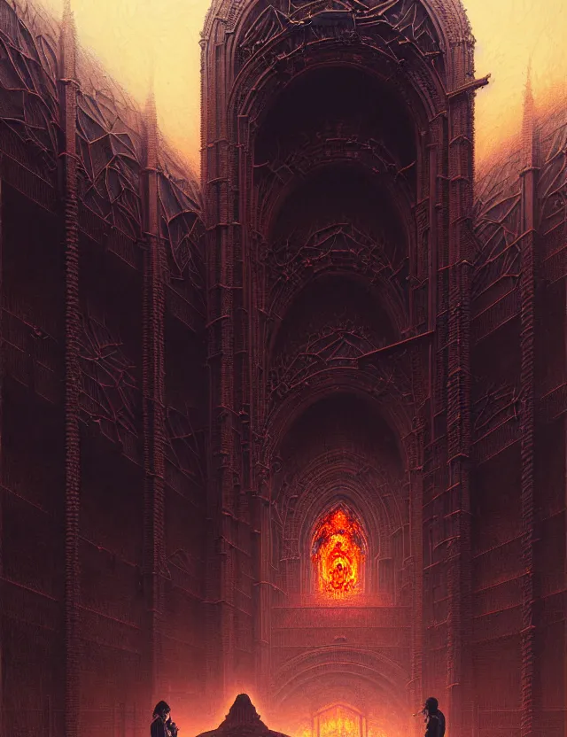 Image similar to detailed portrait, intricate complexity, by greg rutkowski, ross tran, conrad roset, takato yomamoto, ilya kuvshinov huge gothic crematorium on desert planet, elevator, side ramp entrance ambulance dead bodies, guards intricate, painting by lucian freud and mark brooks, bruce pennington, dark colors, neon, death, guards, nice style smoke