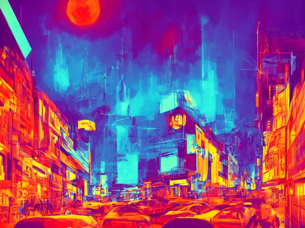 Image similar to London, bright colors, neon orange, beauty, summer vibes, trending on artstation