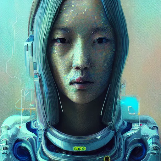 Image similar to hyperrealistic portrait of a woman squid monster astronaut, full body portrait, well lit, intricate abstract. cyberpunk, intricate artwork, by Tooth Wu, wlop, beeple, in the style of Jin Kagetsu, James Jean and wlop, highly detailed, sharp focus, intricate concept art, digital painting, ambient lighting, 4k, artstation