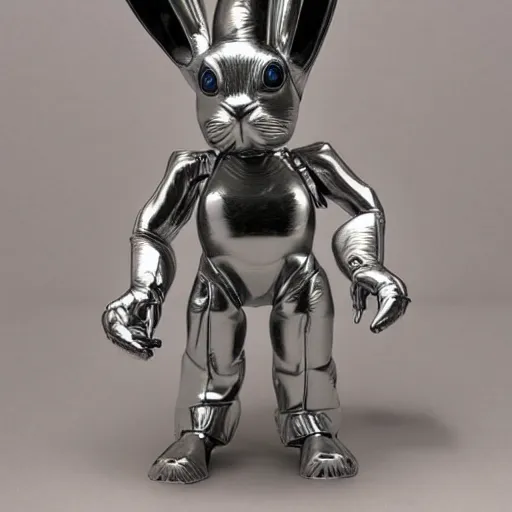 Prompt: the t-1000 from terminator 1 movie but as a bunny rabbit.