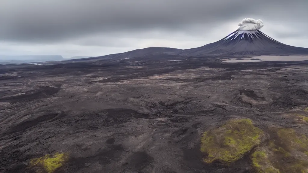 Prompt: I flew my drone over an erupting volcano in Iceland and these are the incredible pictures I took