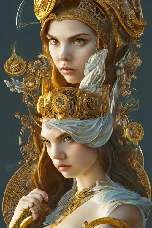 Image similar to ultra realistic illustration, a jade statue of hannah murray as the goddess athena, intricate, elegant, highly detailed, digital painting, artstation, concept art, smooth, sharp focus, illustration, art by artgerm and greg rutkowski and alphonse mucha