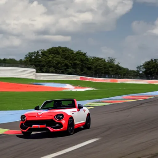 Image similar to a 2 0 1 7 abarth 1 2 4 spider driving on a race track