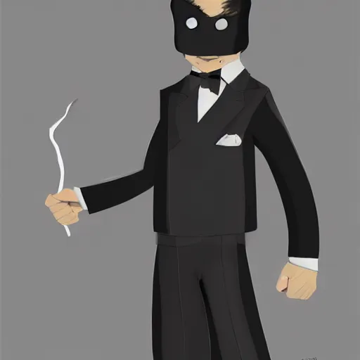 Image similar to cyclops in a tuxedo, digital painting, character concept art