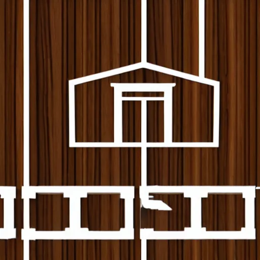 Prompt: corporate company logo, wood truss, outline of house