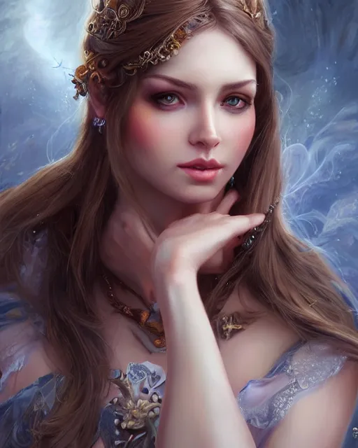 Prompt: a beautiful female, 8 k, hyperrealistic, hyperdetailed, fantasy portrait by laura sava