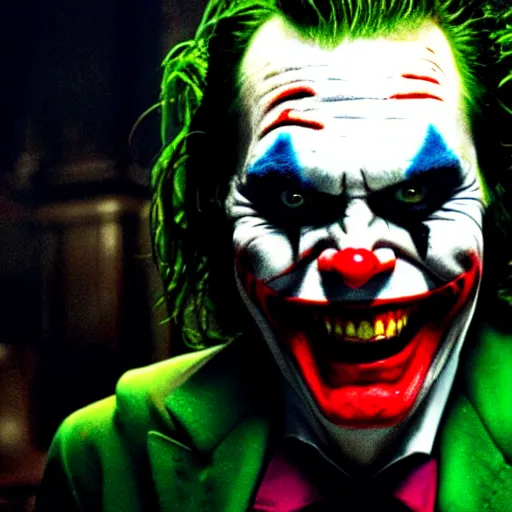 Prompt: Jim Carrey as Joker in the Dark Knight, 4k, high resolution photo, award-winning