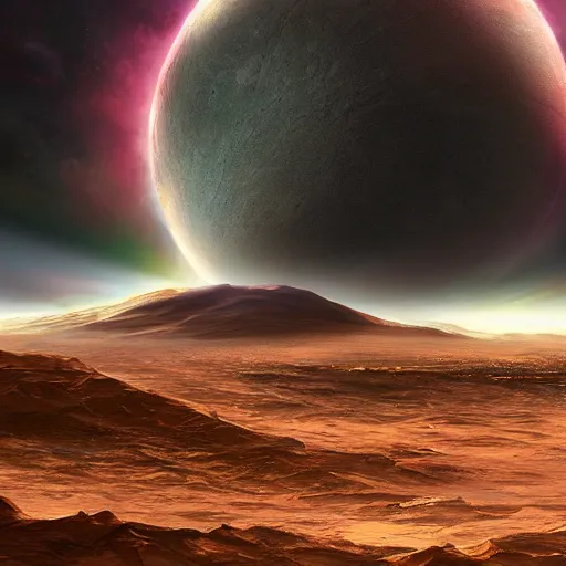 Image similar to planet in space, 4 k, highly detailed, cgsociety, trending on artstion, matte painting, concept art