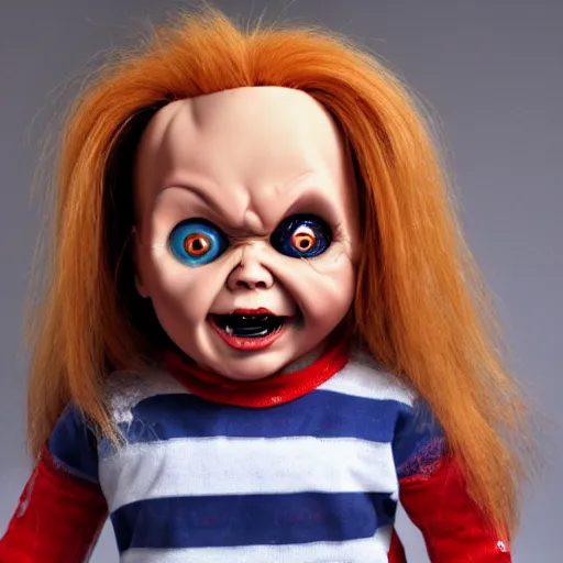 Image similar to female chucky the killer doll standing in the room