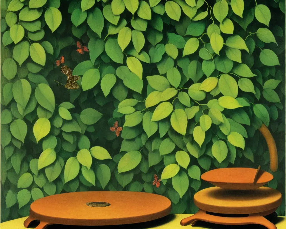 Prompt: an achingly beautiful print of antique scales in the rainforest by raphael, hopper, and rene magritte. detailed, romantic, enchanting, trending on artstation.