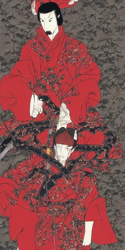 Image similar to screenshot of the red samurai from Takato Yamamoto's book the tale of the red samurai