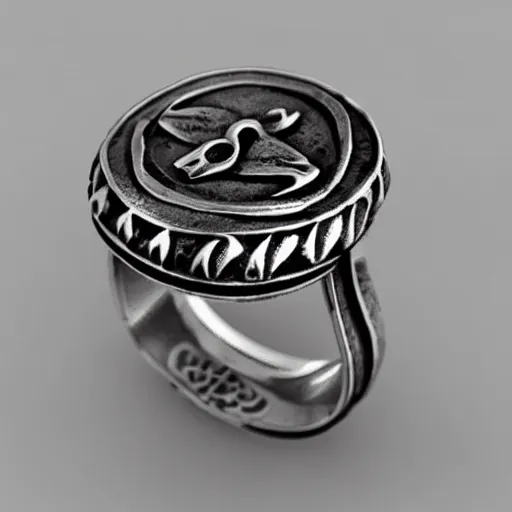 Prompt: a ring with a berserkers and vikings motif