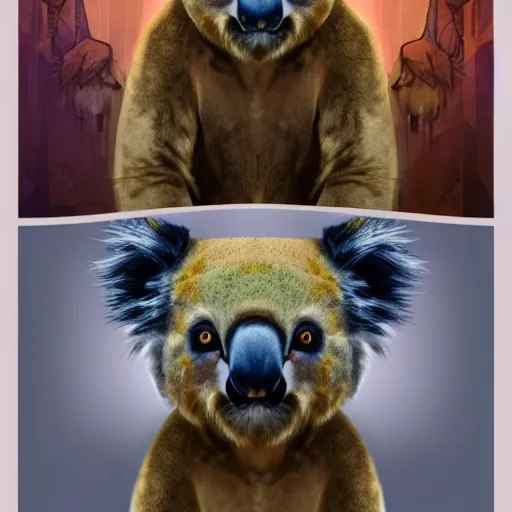 Image similar to pfp, koala crowned emperor, regal animal kingship, pimped out 🐨, trending, artstation