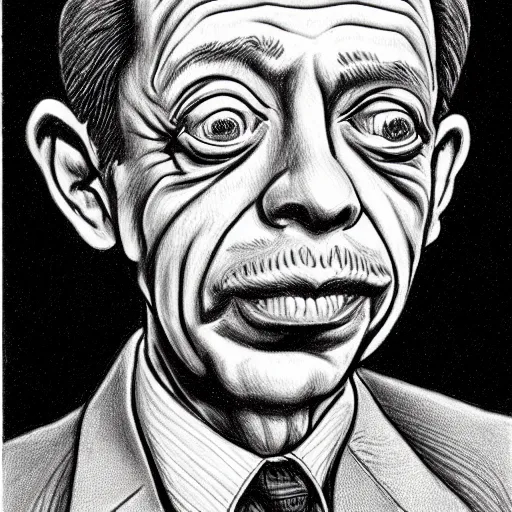 Image similar to a portrait drawing of Don knotts drawn by Robert Crumb