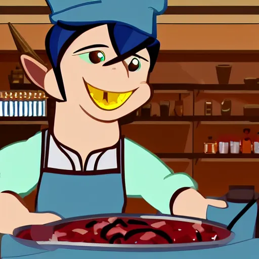 Image similar to A unicorn working as a chef, Animated Still