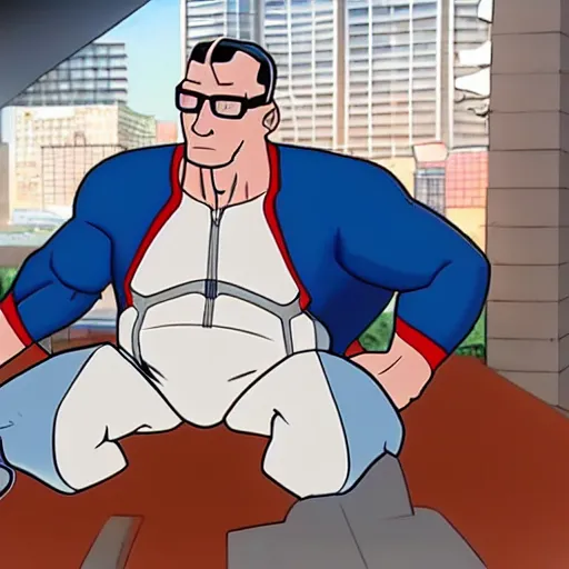 Prompt: hank hill in spider man enter the spider - verse, epic, extreme detail, soft focus, cinematic,