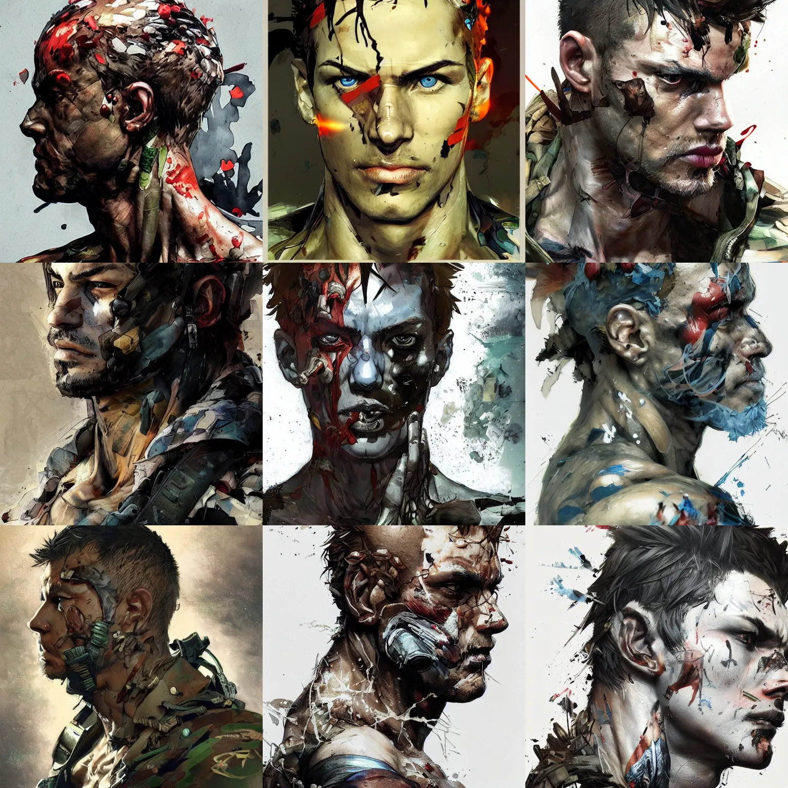 Prompt: a beautiful side portrait of an infected soldier. lots of mushrooms and fungi over his skin. art by yoji shinkawa and sandra chevrier, trending on artstation, award - winning, perfect composition.