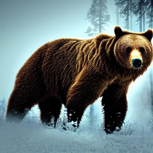 Image similar to cybernetically!!!! enhanced!!!! grizzly bear, photo, detailed, 4k