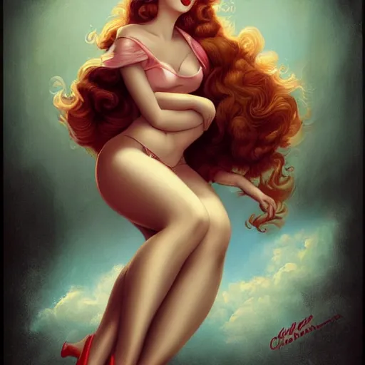 Image similar to a retro pinup by charlie bowater and anna dittmann and gil elvgren.