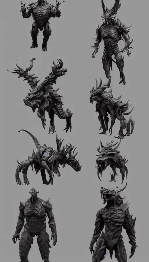 Prompt: creatures sculpted by zhelong xu, artstation