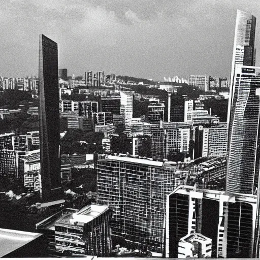 Prompt: a singaporean student stands on the top of a building, looking out at the world, by moebius