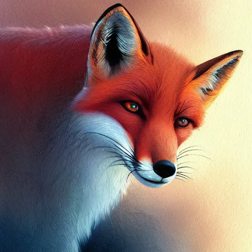 Prompt: A fox, art by marc brunet