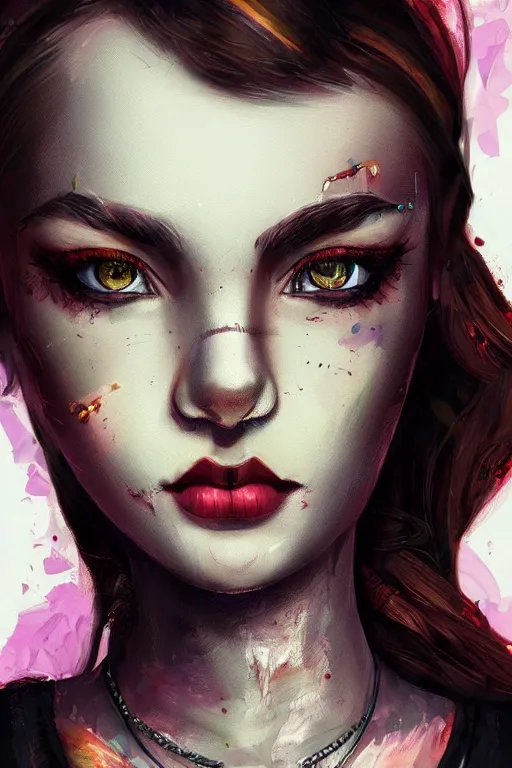 Image similar to portrait of a gangster girl, cute face, intricate, highly detailed, digital painting, official media, concept art, rich vivid colors, ambient lighting, sharp focus, illustration