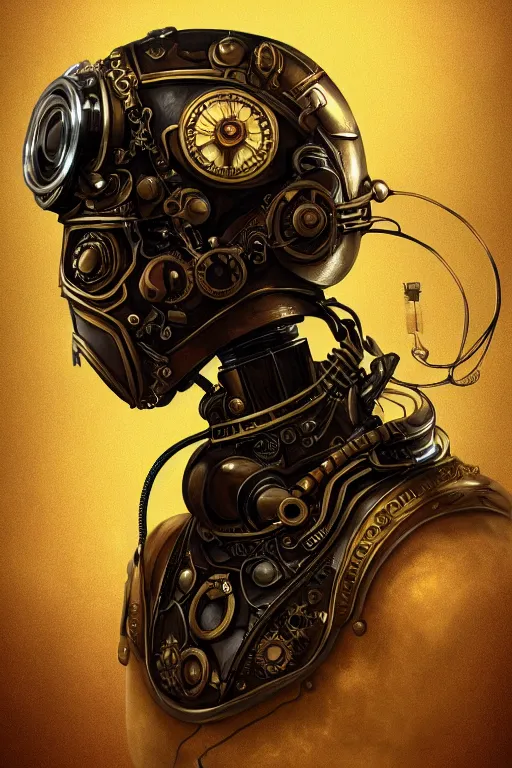 Image similar to steampunk helmet fantasy art mask robot ninja stylized digital illustration sharp focus, elegant intricate digital painting artstation concept art global illumination ray tracing advanced technology chaykin howard and campionpascale and cooke darwyn and davis jack