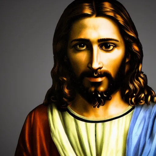 Image similar to Medium shot photograph of Jesus as a rapper, 4k, ultra HD