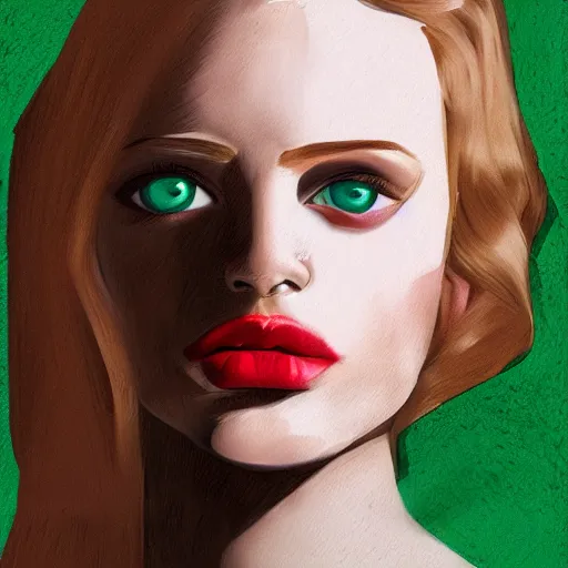 Image similar to portrait of blond girl with green eyes small lips who look like actor michael pitt illustration