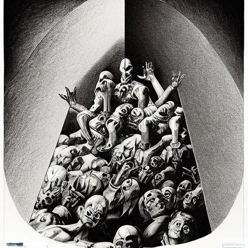 Image similar to lithography on paper secret villain layer dungeon conceptual figurative post - morden monumental dynamic portrait by goya and escher and hogarth, illusion surreal art, highly conceptual figurative art, intricate detailed illustration, controversial poster art, polish poster art, geometrical drawings, no blur