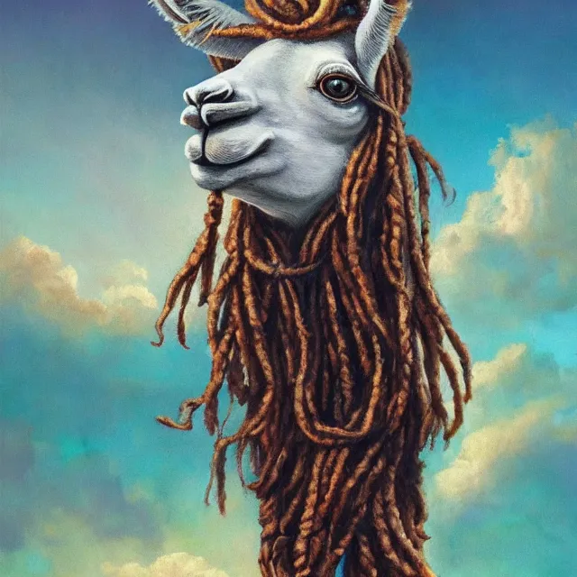 Prompt: llama with dreadlocks, art deco design, by Mandy Jurgens, Ernst Haeckel, James Jean