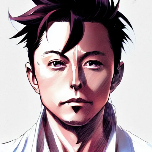 Prompt: anime portrait of elon musk as an anime boy by Stanley Artgerm Lau, WLOP, Rossdraws, James Jean, Andrei Riabovitchev, Marc Simonetti, and Sakimichan, trending on artstation
