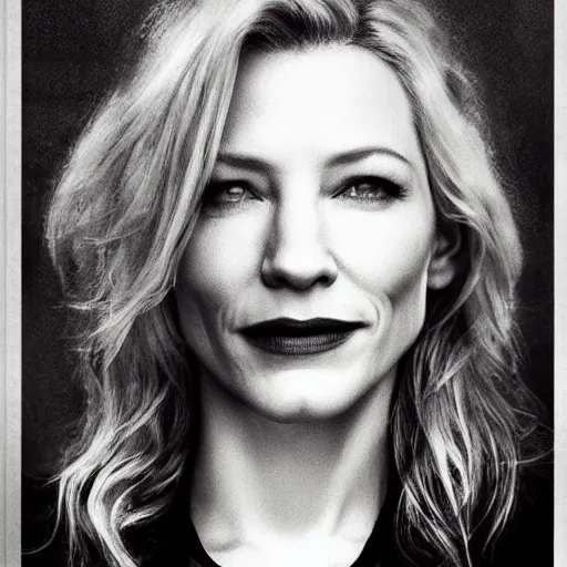 Image similar to wanted outlaw poster of cate blanchett,