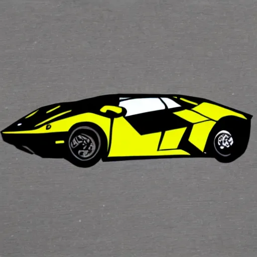 Prompt: a bored ape nft driving a lambo wearing a vintage 1 of 1 tee.