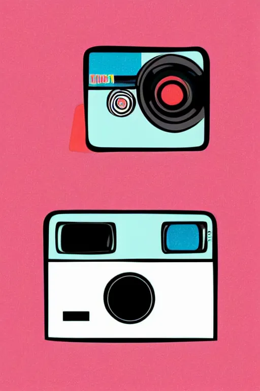 Image similar to minimalist boho style art of a colorful polaroid camera, illustration, vector art