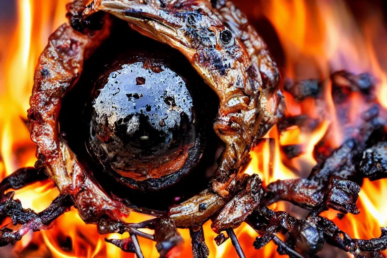 Image similar to roasted eyeball in barbeque, 4k