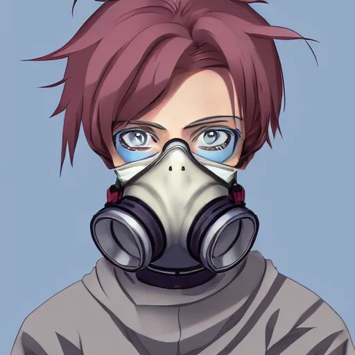 Image similar to portrait of gas mask jesse pinkman, anime fantasy illustration by tomoyuki yamasaki, kyoto studio, madhouse, ufotable, comixwave films, trending on artstation