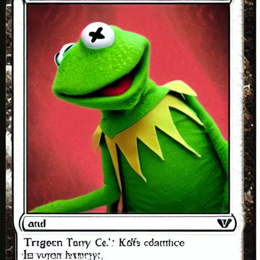 Image similar to kermit the frog as a magic the gathering card