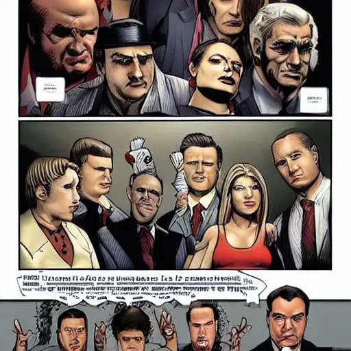 Image similar to [the cast of the sopranos as the dark avengers]