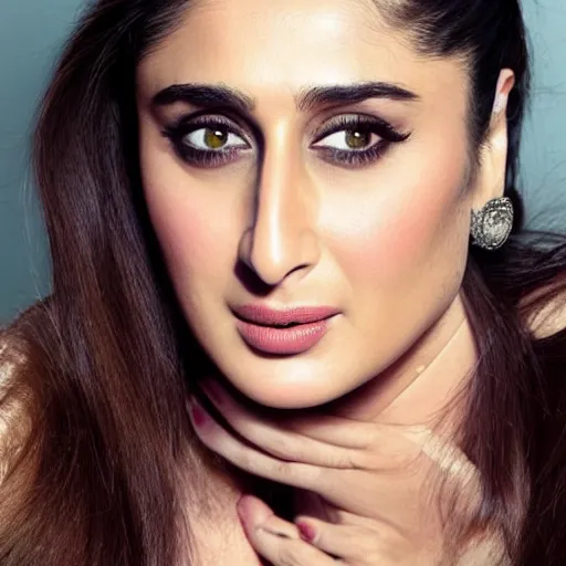 Image similar to amazing portrait of kareena kapoor, 1 0 0 mm, natural lighting, hyper realistic