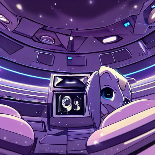 Image similar to a kangaroo in a spaceship, interior photo, anime style, futuristic, high resolution